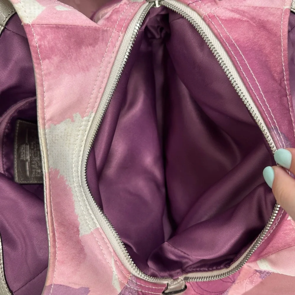 Coach Madison Watercolor Floral Pink Canvas Hobo Shoulder Bag 17014